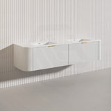 1800mm Lukka Agena Fluted Wood Grain Wall Hung Vanity with Soft Closing Drawers Variant Colour Available