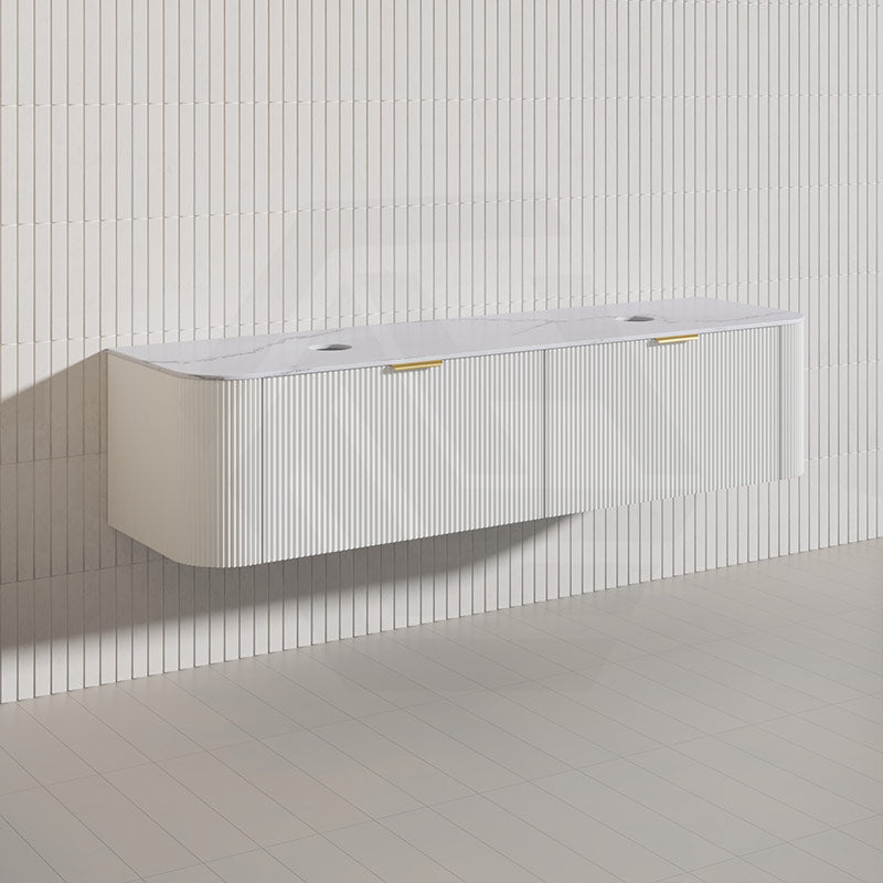 1800mm Lukka Agena Fluted Wood Grain Wall Hung Vanity with Soft Closing Drawers Variant Colour Available