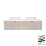 Lukka Agena 600-1800mm Costal Oak Fluted Wood Grain Wall Hung Vanity with Multi-colour handle and with/without Top