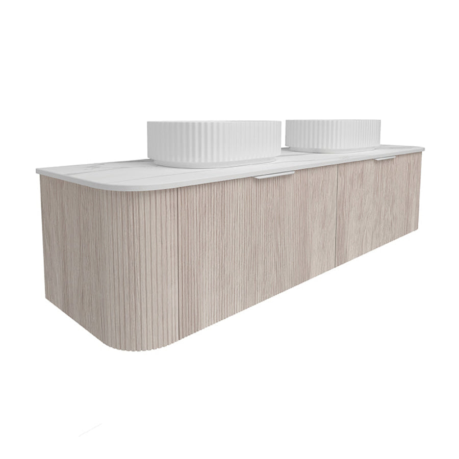 Lukka Agena 600-1800mm Costal Oak Fluted Wood Grain Wall Hung Vanity with Multi-colour handle and with/without Top