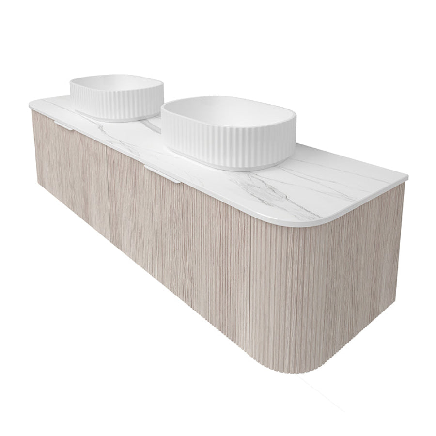 Lukka Agena 600-1800mm Costal Oak Fluted Wood Grain Wall Hung Vanity with Multi-colour handle and with/without Top