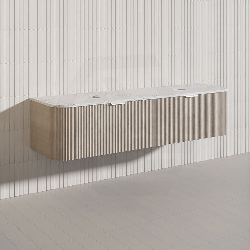 1800mm Lukka Agena Fluted Wood Grain Wall Hung Vanity with Soft Closing Drawers Variant Colour Available