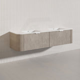 1800mm Lukka Agena Fluted Wood Grain Wall Hung Vanity with Soft Closing Drawers Variant Colour Available