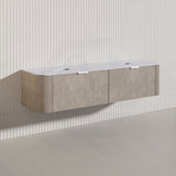 1800mm Lukka Agena Fluted Wood Grain Wall Hung Vanity with Soft Closing Drawers Variant Colour Available