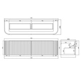 600-1800mm Lukka Agena Matt White/Black Wall Hung Bathroom Fluted PVC Vanity with Soft Closing Drawers Curve Edge