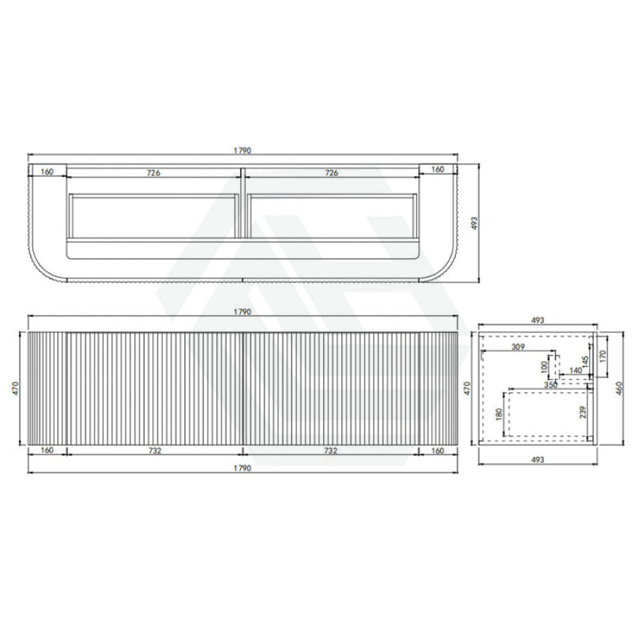 600-1800Mm Ceto Avalon Matt White Wall Hung Bathroom Pvc Vanity With Soft Closing Drawers Curve Edge