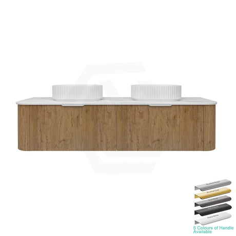 Lukka Agena 600-1800mm Costal Oak Fluted Wood Grain Wall Hung Vanity with Multi-colour handle and with/without Top