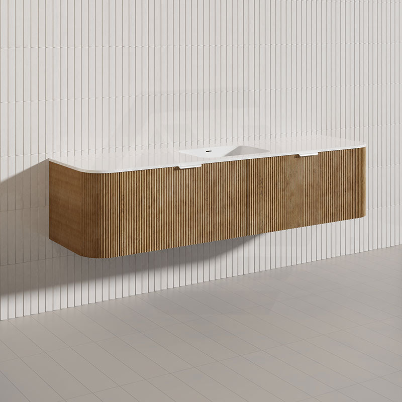 1800mm Lukka Agena Fluted Wood Grain Wall Hung Vanity with Soft Closing Drawers Variant Colour Available