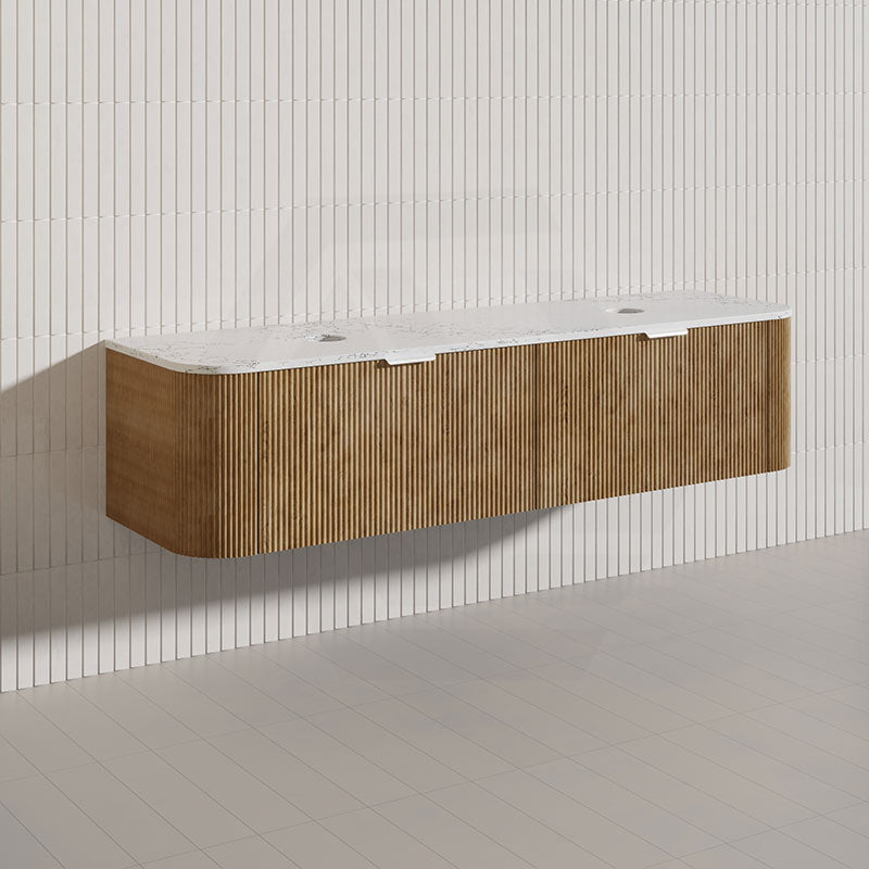 1800mm Lukka Agena Fluted Wood Grain Wall Hung Vanity with Soft Closing Drawers Variant Colour Available