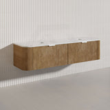 1800mm Lukka Agena Fluted Wood Grain Wall Hung Vanity with Soft Closing Drawers Variant Colour Available
