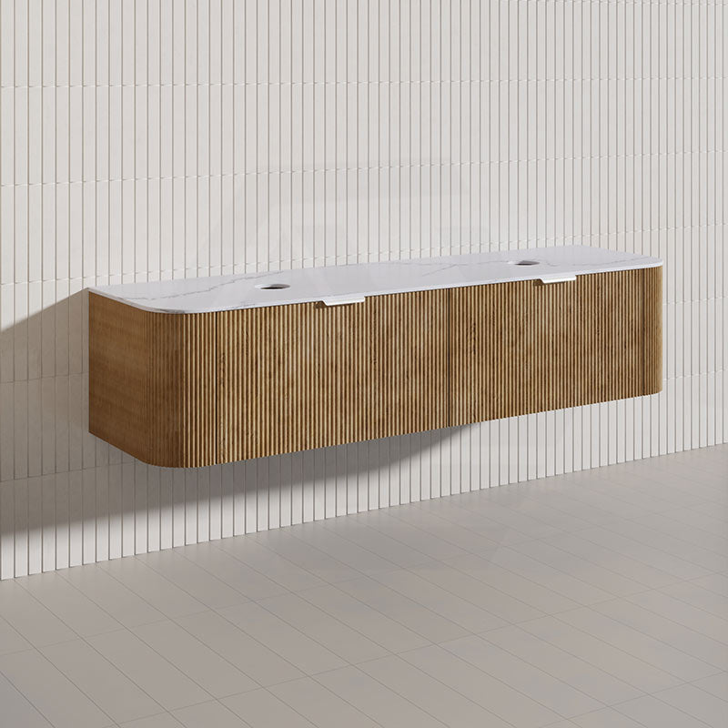 1800mm Lukka Agena Fluted Wood Grain Wall Hung Vanity with Soft Closing Drawers Variant Colour Available