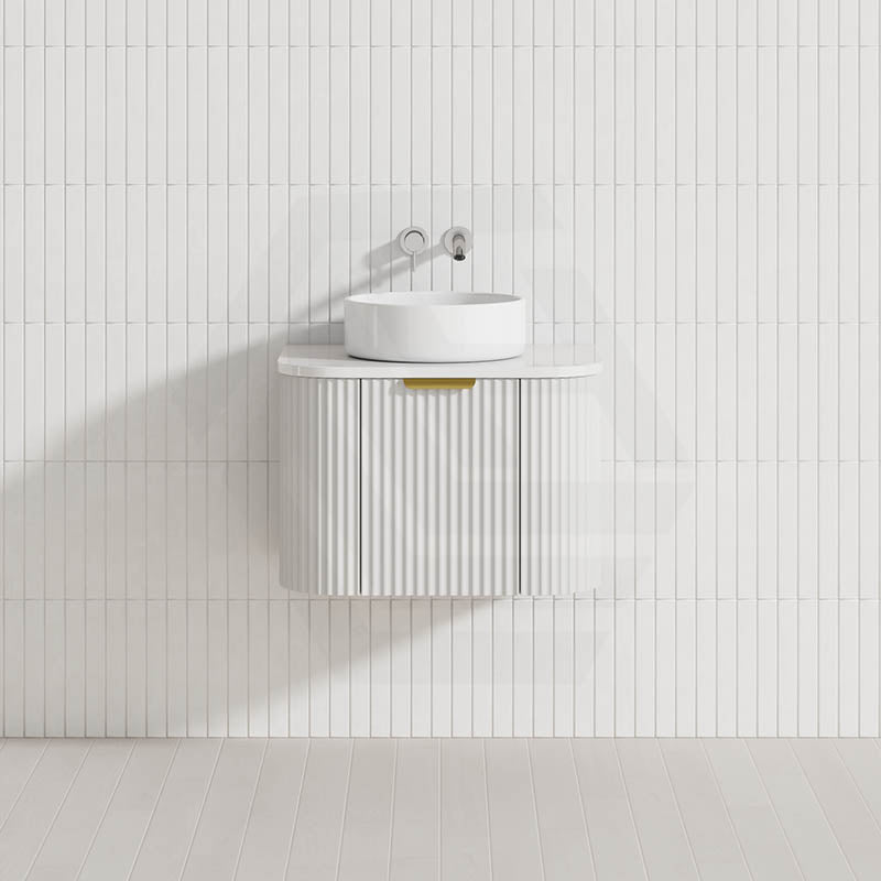 600-1800mm Lukka Agena Matt White/Black Wall Hung Bathroom Fluted PVC Vanity with Soft Closing Drawers Curve Edge
