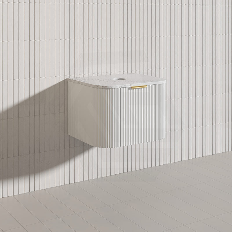 600mm  Lukka Agena Fluted Wall Hung Vanity with Soft Closing Drawers Variant Colour Available
