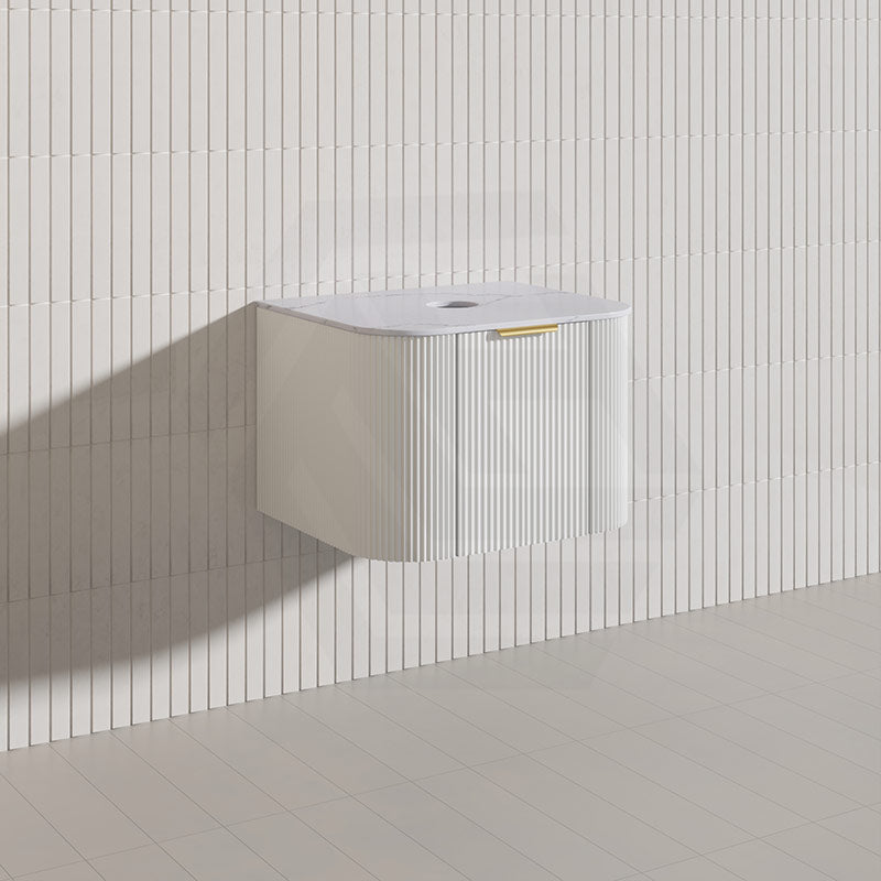 600mm  Lukka Agena Fluted Wall Hung Vanity with Soft Closing Drawers Variant Colour Available