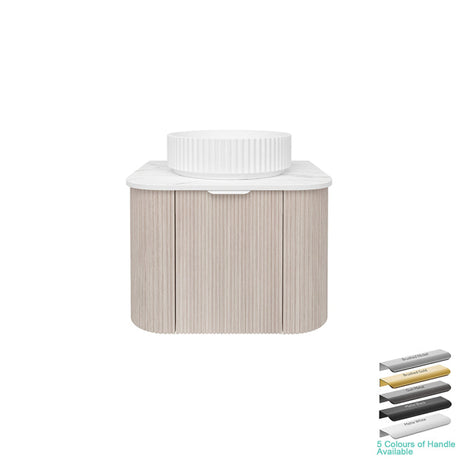 Lukka Agena 600-1800mm Costal Oak Fluted Wood Grain Wall Hung Vanity with Multi-colour handle and with/without Top