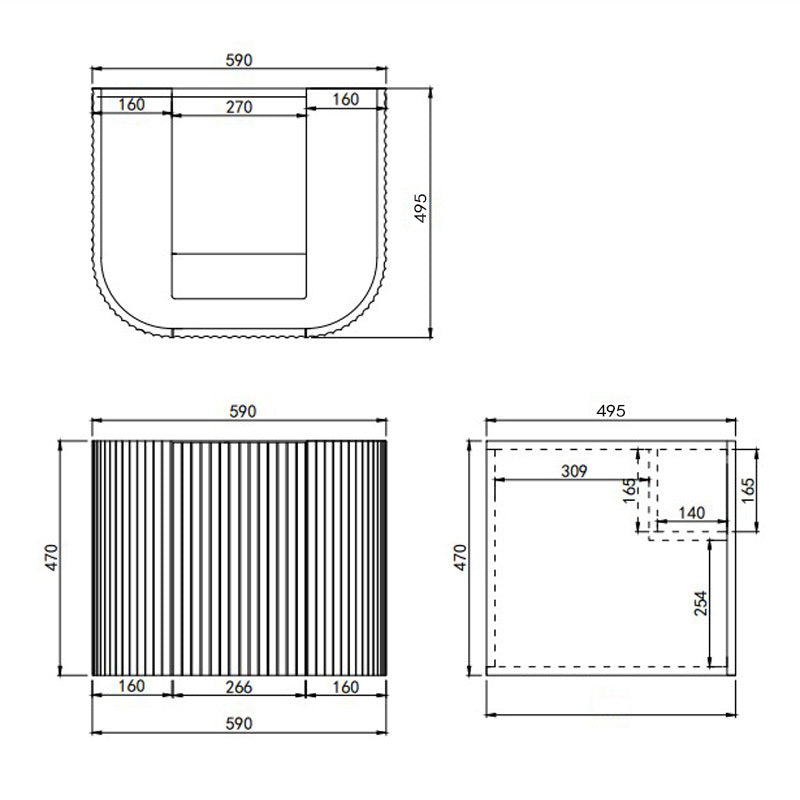 600-1800mm Lukka Agena Matt White/Black Wall Hung Bathroom Fluted PVC Vanity with Soft Closing Drawers Curve Edge