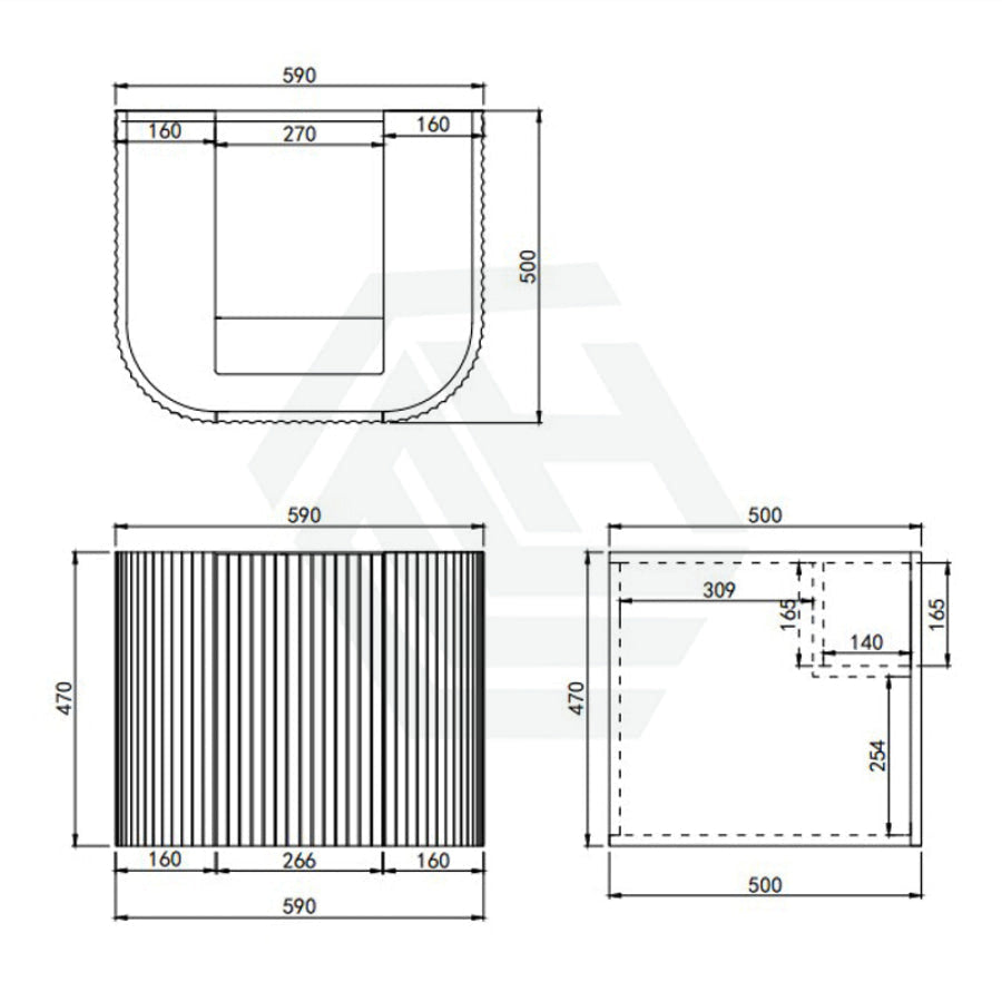 600-1800mm Lukka Agena Matt White/Black Wall Hung Bathroom Fluted PVC Vanity with Soft Closing Drawers Curve Edge