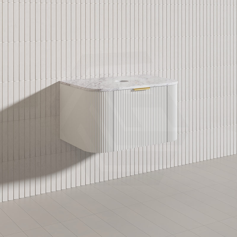 750mm  Lukka Agena Fluted Wall Hung Vanity with Soft Closing Drawers Variant Colour Available