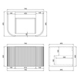 600-1800mm Lukka Agena Matt White/Black Wall Hung Bathroom Fluted PVC Vanity with Soft Closing Drawers Curve Edge