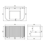 600-1800mm Lukka Agena Matt White/Black Wall Hung Bathroom Fluted PVC Vanity with Soft Closing Drawers Curve Edge