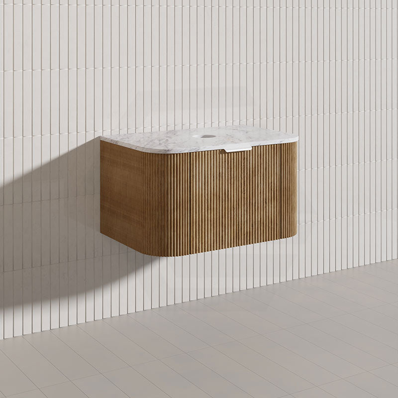 750mm  Lukka Agena Fluted Wall Hung Vanity with Soft Closing Drawers Variant Colour Available