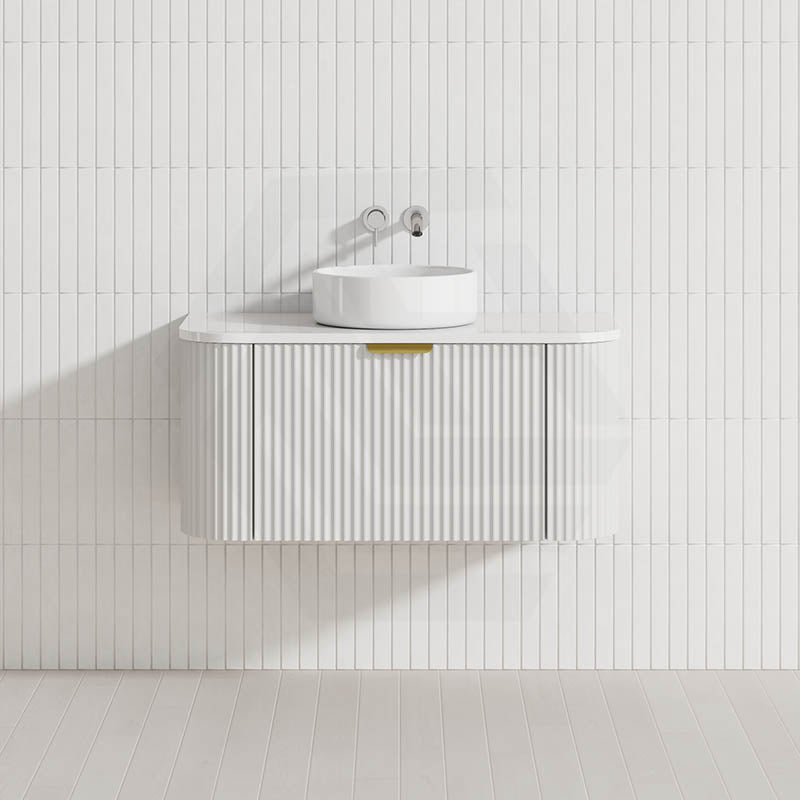 600-1800Mm Ceto Avalon Matt White Wall Hung Bathroom Pvc Vanity With Soft Closing Drawers Curve