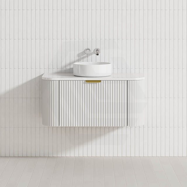 600-1800Mm Ceto Avalon Matt White Wall Hung Bathroom Pvc Vanity With Soft Closing Drawers Curve