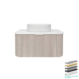 Lukka Agena 600-1800mm Costal Oak Fluted Wood Grain Wall Hung Vanity with Multi-colour handle and with/without Top