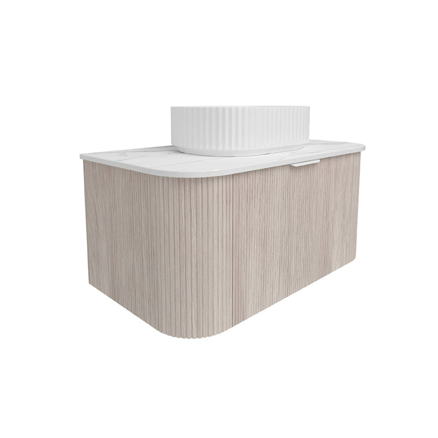 Lukka Agena 600-1800mm Costal Oak Fluted Wood Grain Wall Hung Vanity with Multi-colour handle and with/without Top