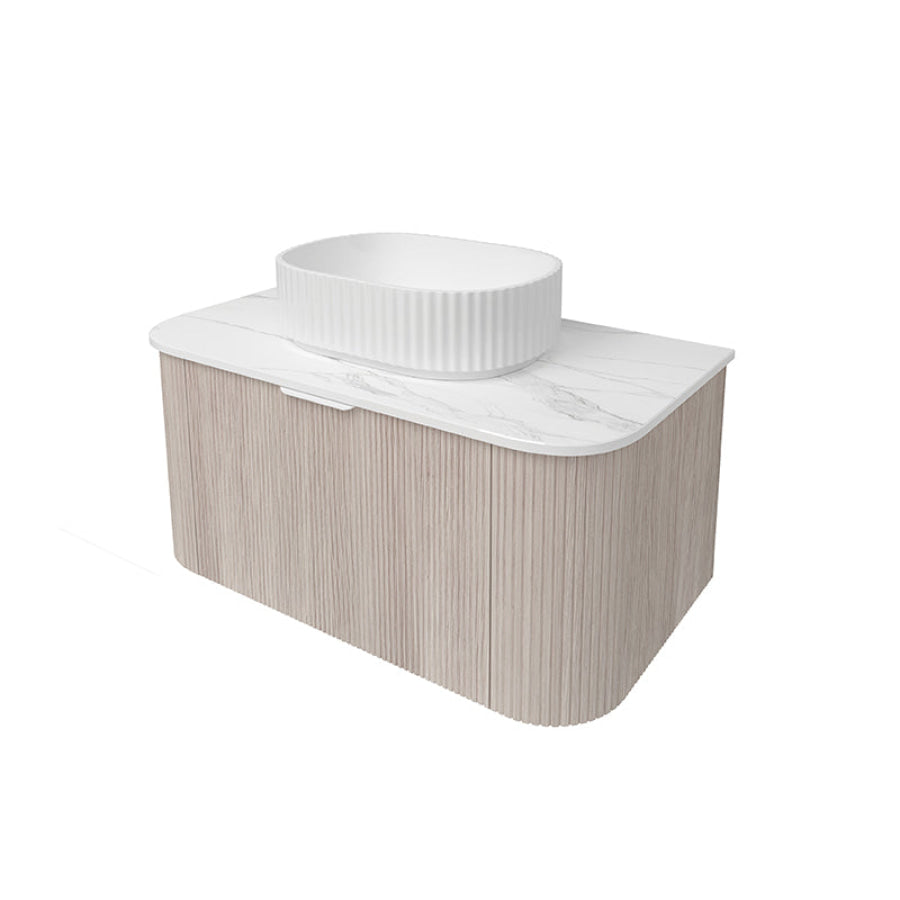 Lukka Agena 600-1800mm Costal Oak Fluted Wood Grain Wall Hung Vanity with Multi-colour handle and with/without Top