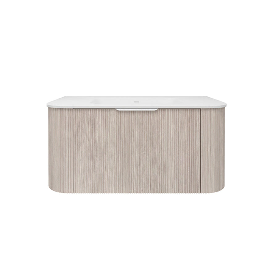 Lukka Agena 600-1800mm Costal Oak Fluted Wood Grain Wall Hung Vanity with Multi-colour handle and with/without Top