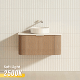 Lukka Agena 600-1800mm Costal Oak Fluted Wood Grain Wall Hung Vanity with Multi-colour handle and with/without Top
