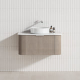 Lukka Agena 600-1800mm Costal Oak Fluted Wood Grain Wall Hung Vanity with Multi-colour handle and with/without Top