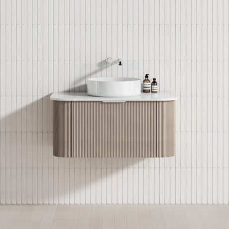 Lukka Agena 600-1800mm Costal Oak Fluted Wood Grain Wall Hung Vanity with Multi-colour handle and with/without Top