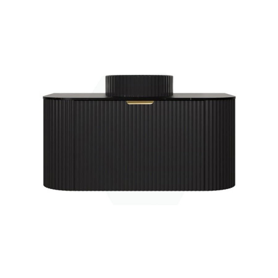 600-1800mm Lukka Agena Matt White/Black Wall Hung Bathroom Fluted PVC Vanity with Soft Closing Drawers Curve Edge