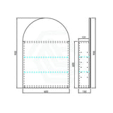 600X900X150Mm Ceto Olivia Matt Black Arch Led Shaving Cabinet Pencil Edge Frontlit Cabinets