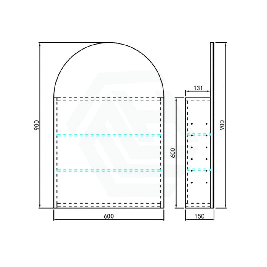 Lukka Allison 600x900x150mm Arch Frontlit LED Shaving Cabinet Variant Colour Available