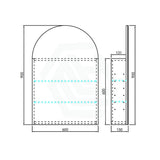 Lukka Allison 600x900x150mm Arch Frontlit LED Shaving Cabinet Variant Colour Available