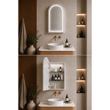 600x900x155mm Lukka Allison Frontlit LED Mirror Arch Shaving Cabinet 3 Colours Lighting Matt Black/Matt White