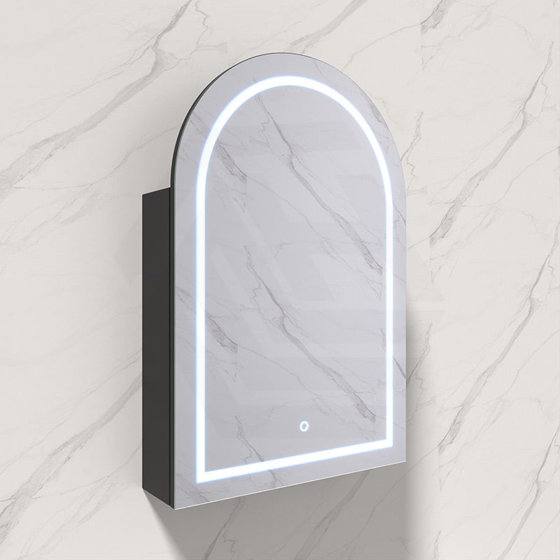 600x900x155mm Lukka Allison Frontlit LED Mirror Arch Shaving Cabinet 3 Colours Lighting Matt Black/Matt White