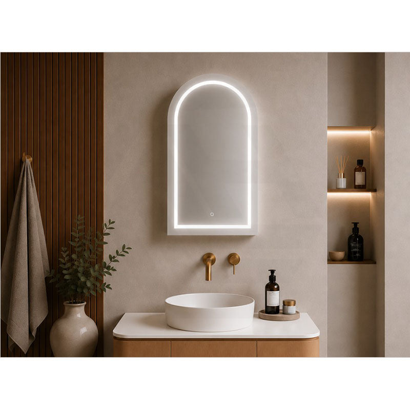 600x900x155mm Lukka Allison Frontlit LED Mirror Arch Shaving Cabinet 3 Colours Lighting Matt Black/Matt White