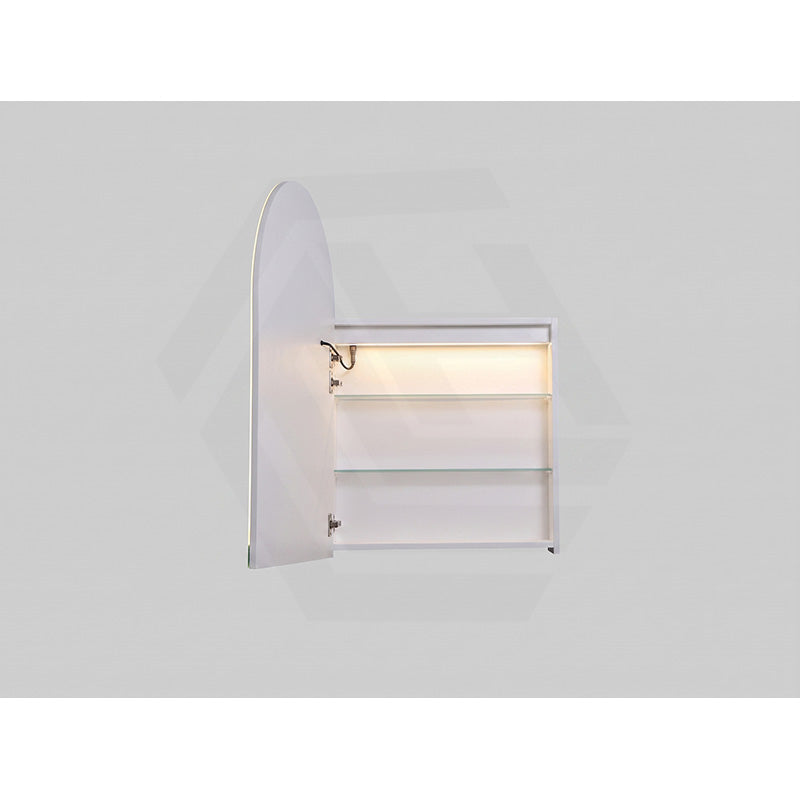 600x900x155mm Lukka Allison Frontlit LED Mirror Arch Shaving Cabinet 3 Colours Lighting Matt Black/Matt White
