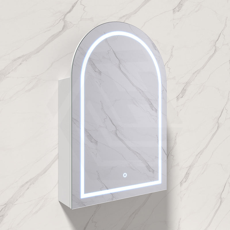 600x900x155mm Lukka Allison Frontlit LED Mirror Arch Shaving Cabinet 3 Colours Lighting Matt Black/Matt White