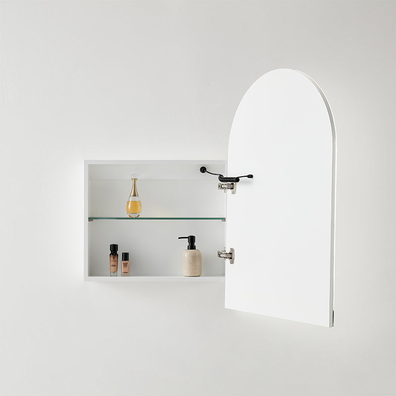 600x900x155mm Lukka Allison Frontlit LED Mirror Arch Shaving Cabinet 3 Colours Lighting Matt Black/Matt White