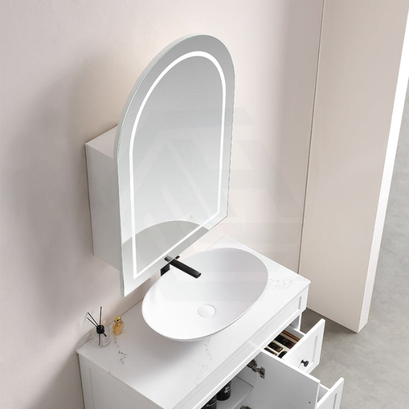 600X900X150Mm Ceto Olivia Matt Black Arch Led Shaving Cabinet Pencil Edge Frontlit Cabinets