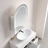 600X900X150Mm Ceto Olivia Matt Black Arch Led Shaving Cabinet Pencil Edge Frontlit Cabinets
