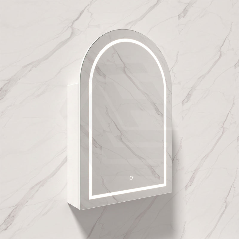 600x900x155mm Lukka Allison Frontlit LED Mirror Arch Shaving Cabinet 3 Colours Lighting Matt Black/Matt White