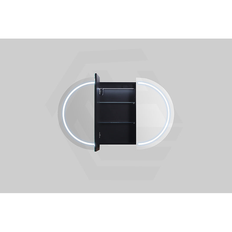 900/1200/1500mm Lukka Allison Pill Shape Frontlit LED Mirror Oval Shaving Cabinet 3 Colours Lighting Matt Black/Matt White
