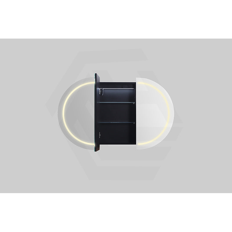 900/1200/1500mm Lukka Allison Pill Shape Frontlit LED Mirror Oval Shaving Cabinet 3 Colours Lighting Matt Black/Matt White
