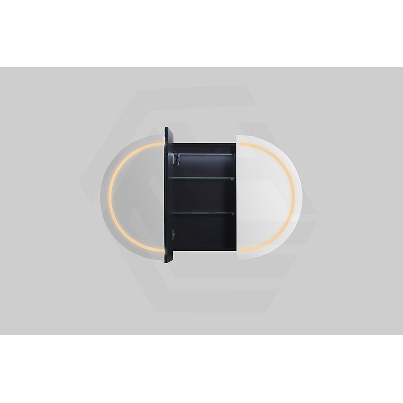 900/1200/1500mm Lukka Allison Pill Shape Frontlit LED Mirror Oval Shaving Cabinet 3 Colours Lighting Matt Black/Matt White